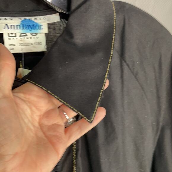 Max Studio for Ann Taylor L vintage black gauzy button down blouse nwt ruffled - Picture 5 of 10